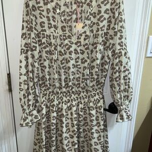 Leopard Print Long Sleeve Dress